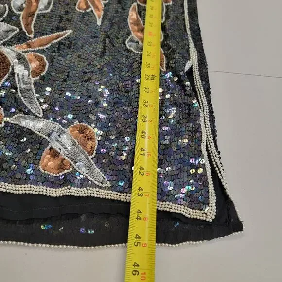 Gorgeous Sequin Sheath Dress | Modest Glam Vintage Silk - Picture 11 of 12